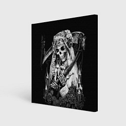 Холст квадратный Скелетон - смерть с косой, цвет: 3D-принт
