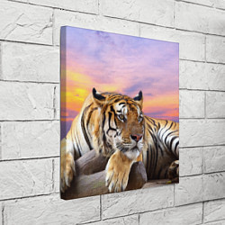 Холст квадратный Тигр на закате, цвет: 3D-принт — фото 2