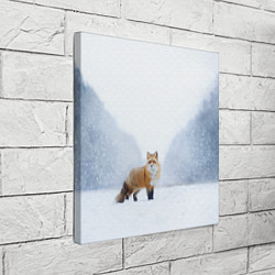 Холст квадратный Лиса на снегу, цвет: 3D-принт — фото 2