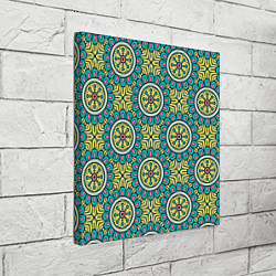 Холст квадратный Хризантемы: бирюзовый узор, цвет: 3D-принт — фото 2
