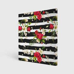 Холст квадратный Розы и орхидеи, цвет: 3D-принт