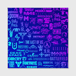 Холст квадратный Неоновые геймерские лого, цвет: 3D-принт — фото 2