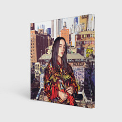 Холст квадратный Billie Eilish: Street Style, цвет: 3D-принт