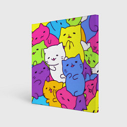 Холст квадратный МИЛЫЕ КОТЯТКИ, цвет: 3D-принт