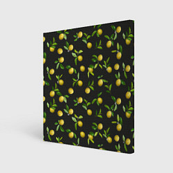 Холст квадратный Лимончики на черном, цвет: 3D-принт
