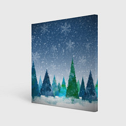 Холст квадратный Снежинки в лесу, цвет: 3D-принт