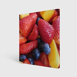Холст квадратный Фругтово-ягодное изобилие, цвет: 3D-принт