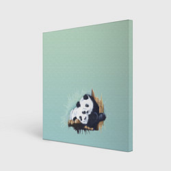 Холст квадратный Акварельные панды, цвет: 3D-принт