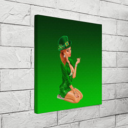 Холст квадратный Девушка лепрекон в зеленом, цвет: 3D-принт — фото 2