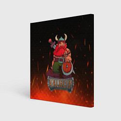 Холст квадратный Valheim викинг в огне, цвет: 3D-принт
