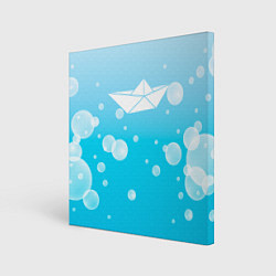 Холст квадратный Бумажный кораблик, цвет: 3D-принт