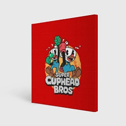 Холст квадратный Super Cuphead Bros, цвет: 3D-принт