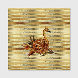 Холст квадратный Золотой фламинго и цветок, цвет: 3D-принт — фото 2