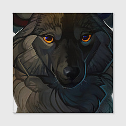 Холст квадратный Волк и осень, цвет: 3D-принт — фото 2