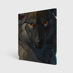 Холст квадратный Волк и осень, цвет: 3D-принт