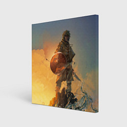 Холст квадратный Винланд стоит на скале сага, цвет: 3D-принт