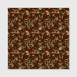 Холст квадратный Черепа в Розах, цвет: 3D-принт — фото 2