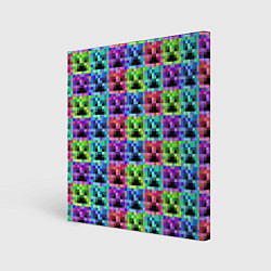 Холст квадратный МАЙНКРАФТ MINECRAFT ЦВЕТНЫЕ КРИПЕРЫ, цвет: 3D-принт