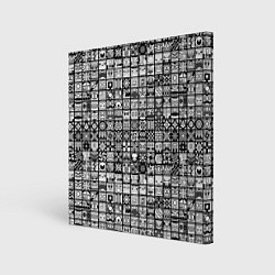 Холст квадратный Geometry Dash: BW Pattern, цвет: 3D-принт