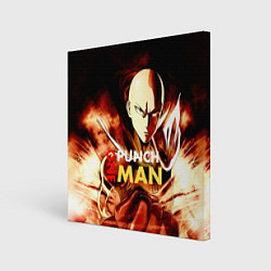 Холст квадратный Огненный Сайтама One Punch-Man, цвет: 3D-принт