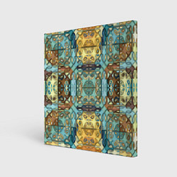 Холст квадратный Коллекция Фрактальная мозаика Желто-голубой, цвет: 3D-принт