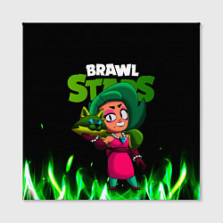 Холст квадратный LOLA ЛОЛА BRAWLSTARS зеленый огонь, цвет: 3D-принт — фото 2