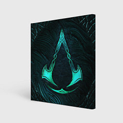 Холст квадратный ASSASSINS CREED VALHALLA SYMBOL NEON, цвет: 3D-принт