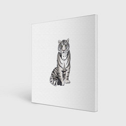 Холст квадратный Сидящая белая тигрица, цвет: 3D-принт