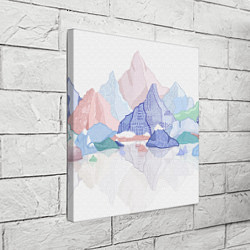 Холст квадратный Разноцветные пастельные оттенки гор в отражении во, цвет: 3D-принт — фото 2