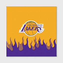 Холст квадратный LA LAKERS NBA FIRE ЛЕЙКЕРС ОГОНЬ, цвет: 3D-принт — фото 2