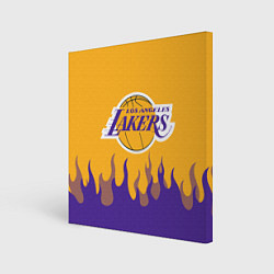 Холст квадратный LA LAKERS NBA FIRE ЛЕЙКЕРС ОГОНЬ, цвет: 3D-принт