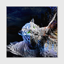 Холст квадратный Неоновый тигр в воде, цвет: 3D-принт — фото 2