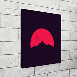 Холст квадратный Красная луна над сумеречными горами, цвет: 3D-принт — фото 2