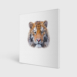 Холст квадратный Тигр рыжий полосатый, цвет: 3D-принт