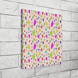 Холст квадратный Яркие розовые сердечки, цвет: 3D-принт — фото 2