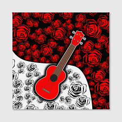 Холст квадратный Гитара Розы Контраст, цвет: 3D-принт — фото 2
