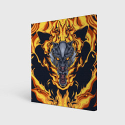 Холст квадратный Маска тигра в огне, цвет: 3D-принт