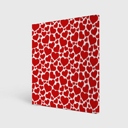 Холст квадратный Красные Сердечки LOVE, цвет: 3D-принт