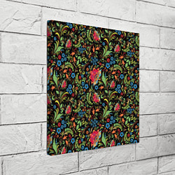 Холст квадратный Цветочный Узор хохлома, цвет: 3D-принт — фото 2