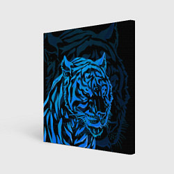 Холст квадратный Голубой тигр Blue, цвет: 3D-принт