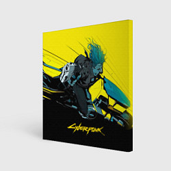 Холст квадратный Vi Ви на мотоцикле cyberpunk 2077, цвет: 3D-принт