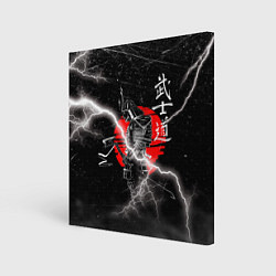 Холст квадратный Самурай Бусидо Иероглифы Samurai Lightning, цвет: 3D-принт