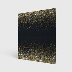Холст квадратный Золотые блестки на темном фоне Сияющий глиттер, бл, цвет: 3D-принт