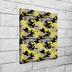 Холст квадратный Желтый, Черный, Серый, Модный камуфляж, цвет: 3D-принт — фото 2
