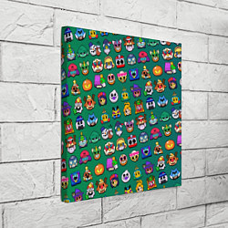 Холст квадратный Значки на скины Бравл Старс Brawl Зеленый градиент, цвет: 3D-принт — фото 2