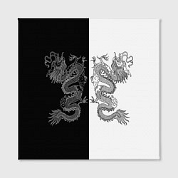 Холст квадратный Double Dragon Дракон Чб, цвет: 3D-принт — фото 2