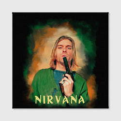 Холст квадратный Nirvana - Kurt Cobain with a gun, цвет: 3D-принт — фото 2