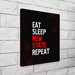 Холст квадратный Eat Sleep New State Repeat - Потертости, цвет: 3D-принт — фото 2