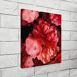 Холст квадратный Цветы Красные Пионы, цвет: 3D-принт — фото 2