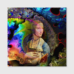 Холст квадратный Чечилия Галлерани - Дама с горностаем под фрактала, цвет: 3D-принт — фото 2